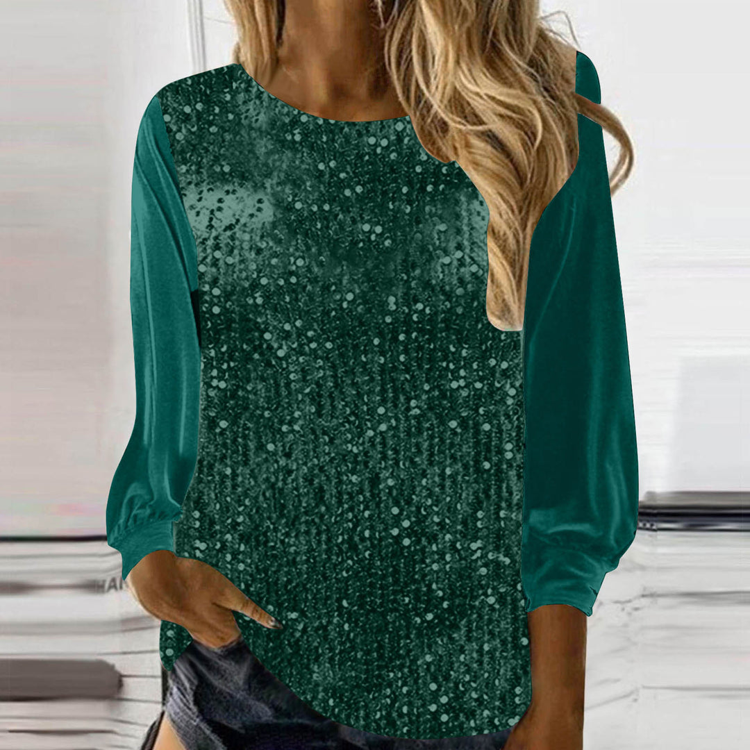 Sequin Corduroy Top – Women's Relaxed Long Sleeve Pullover