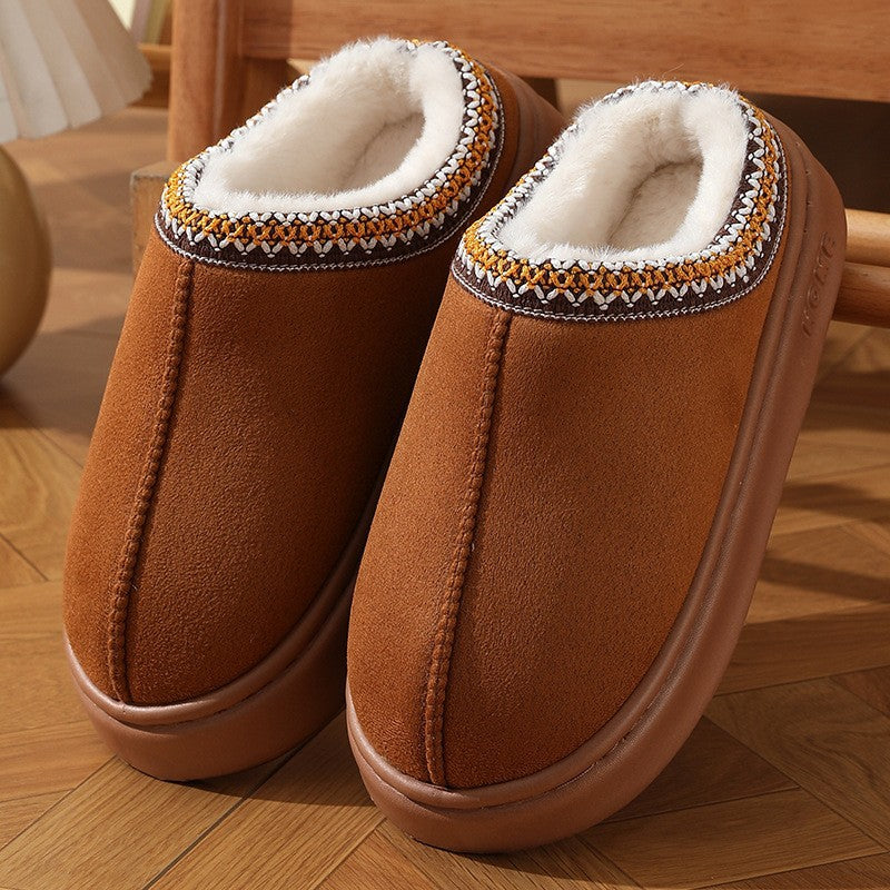 Women's Velvet Slippers Closed-Toe with Thick Lightweight Sole
