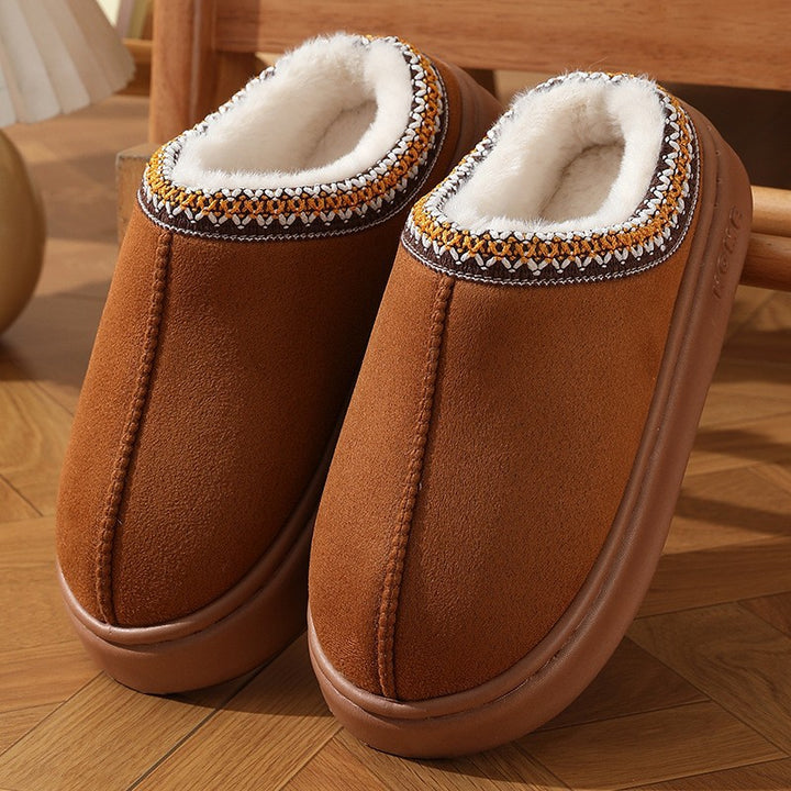 Women's Velvet Slippers Closed-Toe with Thick Lightweight Sole