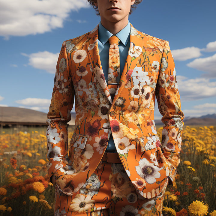 Men's Colorblock Blazer – Tailored Cotton Statement Suit Jacket