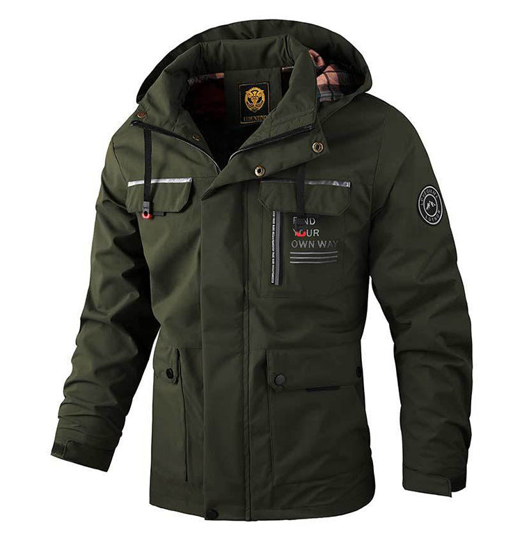 Men's Parka Jacket – Hooded, Windproof, Casual, Multi-Pocket