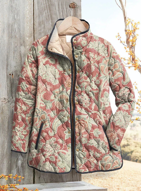Women's Gradient Quilted Jacket – Stand Collar, Commuter Fit