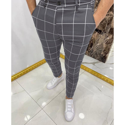 Men's Slim Plaid Trousers – Lightweight Comfort Pants
