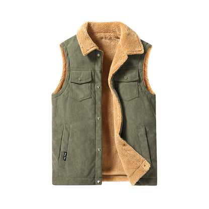 Men's Corduroy Vest – Thick Lined, Retro Work Vest for Core Warmth