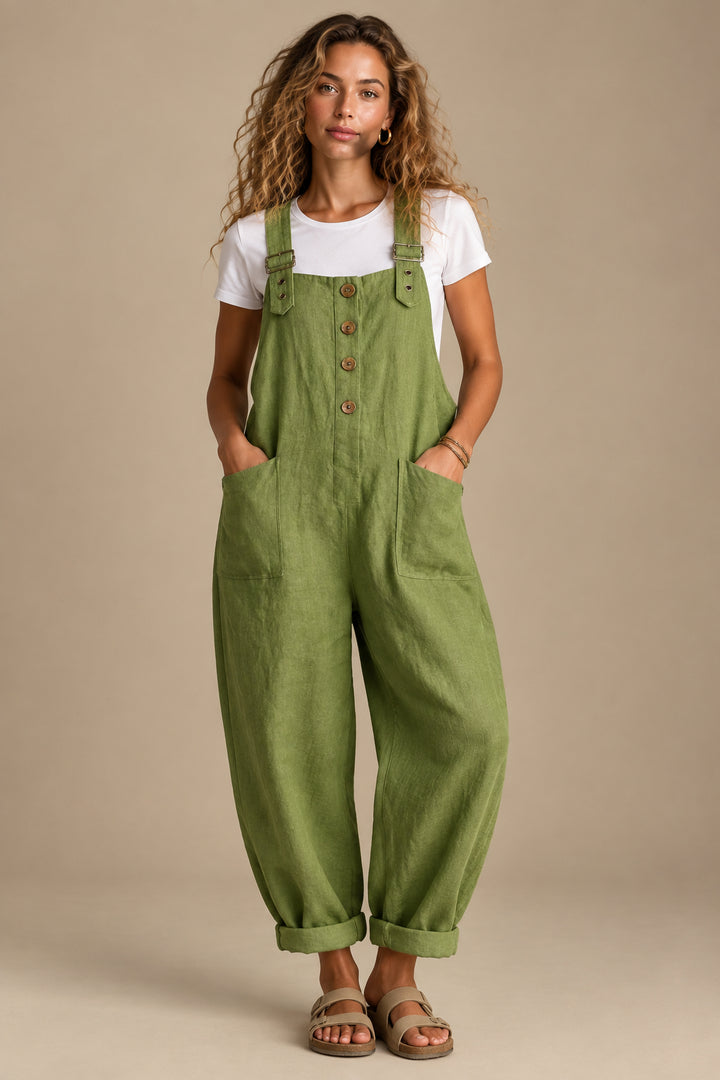 Women's Straight-Leg Overall Jumpsuit – High Waist Minimalist Style
