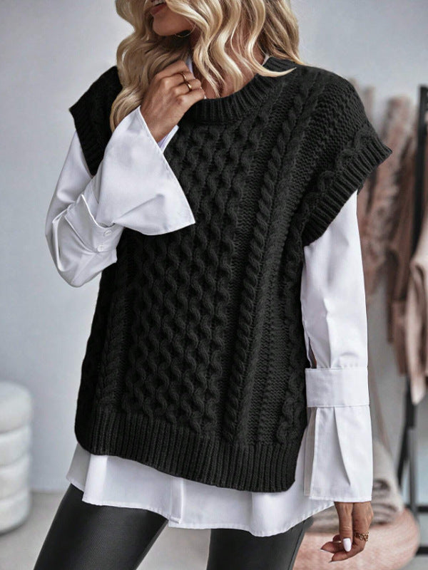 Women's Knit Sweater Vest – Sleeveless Round Neck Pullover
