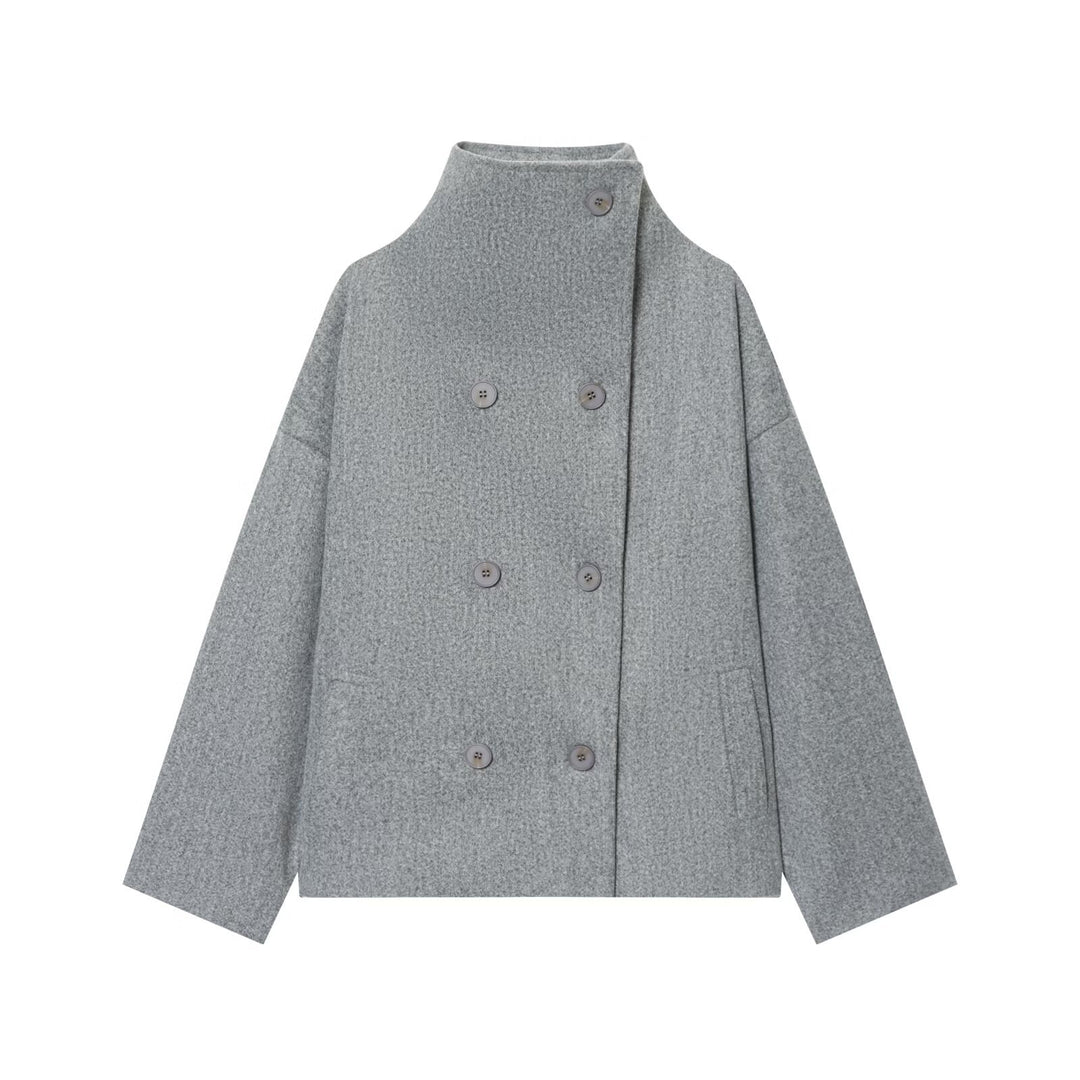 Women's High Neck Knit Top – Button Detail Loose Fit Sweater