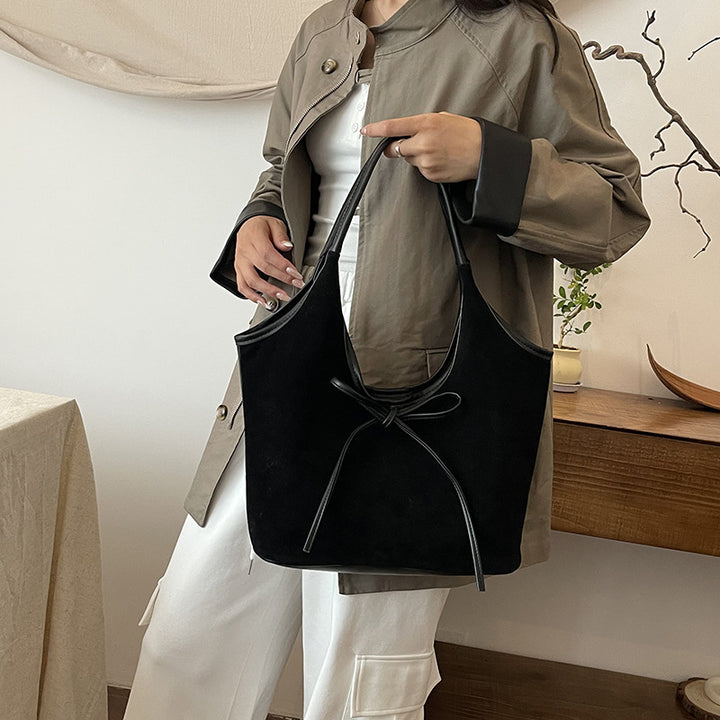 Bucket Shoulder Bag for Women – Soft Vegan Leather, Double Straps