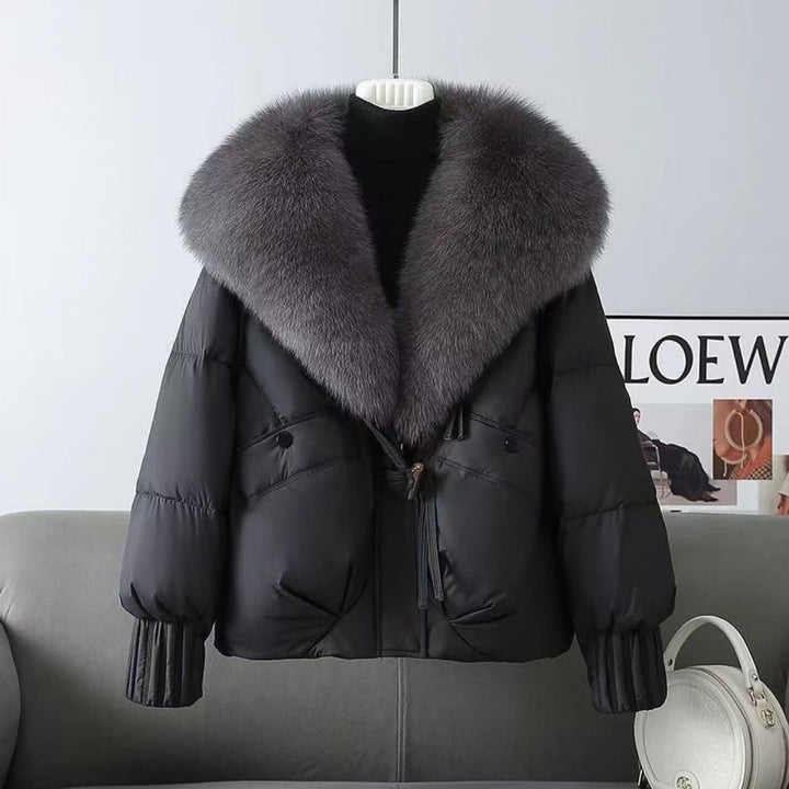 Women's Luxury Fur Collar Coat – Removable Collar, Regular Fit
