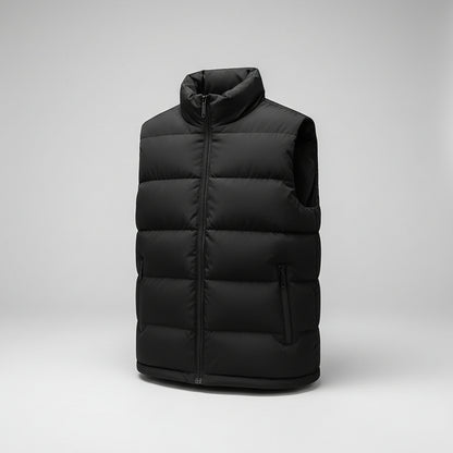 Men's Padded Sleeveless Jacket – Quilted Warmth with Stand Collar
