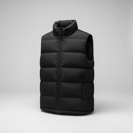 Men's Padded Sleeveless Jacket – Quilted Warmth with Stand Collar