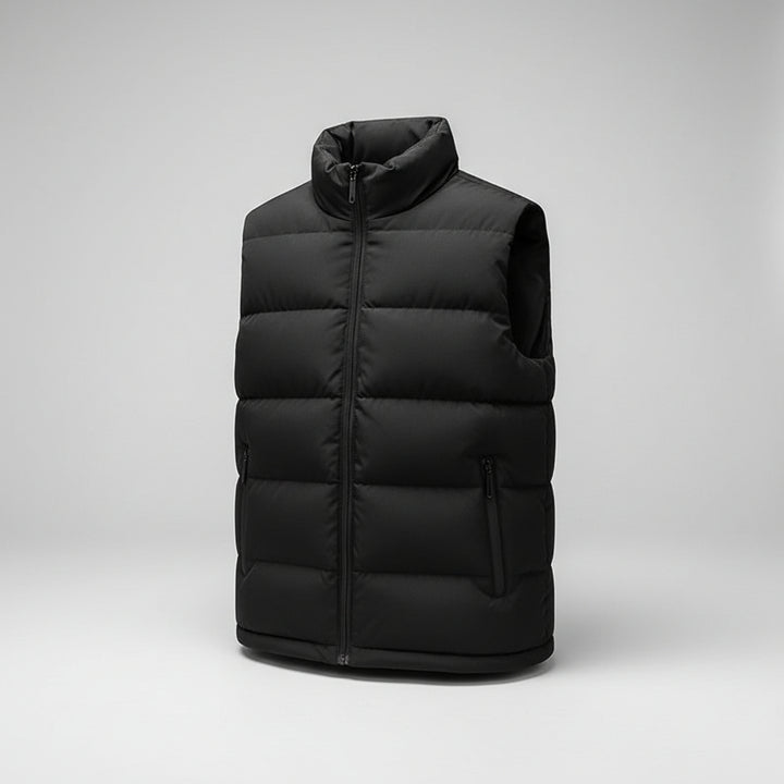 Men's Padded Sleeveless Jacket – Quilted Warmth with Stand Collar