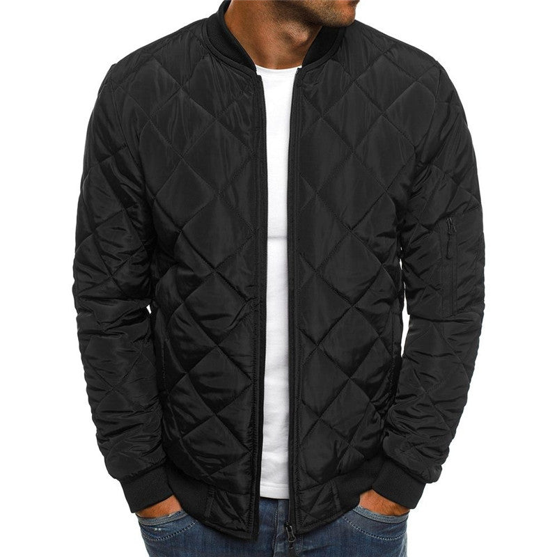 Men's Quilted Stand Collar Jacket – Urban Diamond Stitch Cardigan