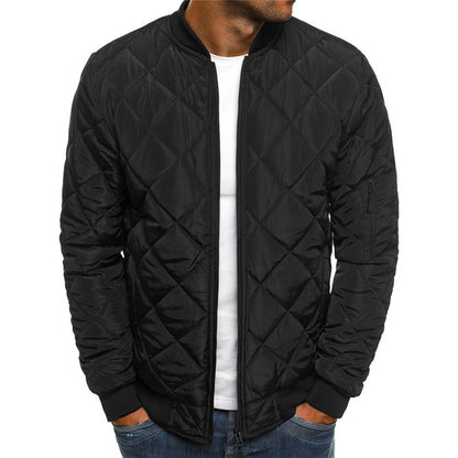 Men's Quilted Stand Collar Jacket – Urban Diamond Stitch Cardigan