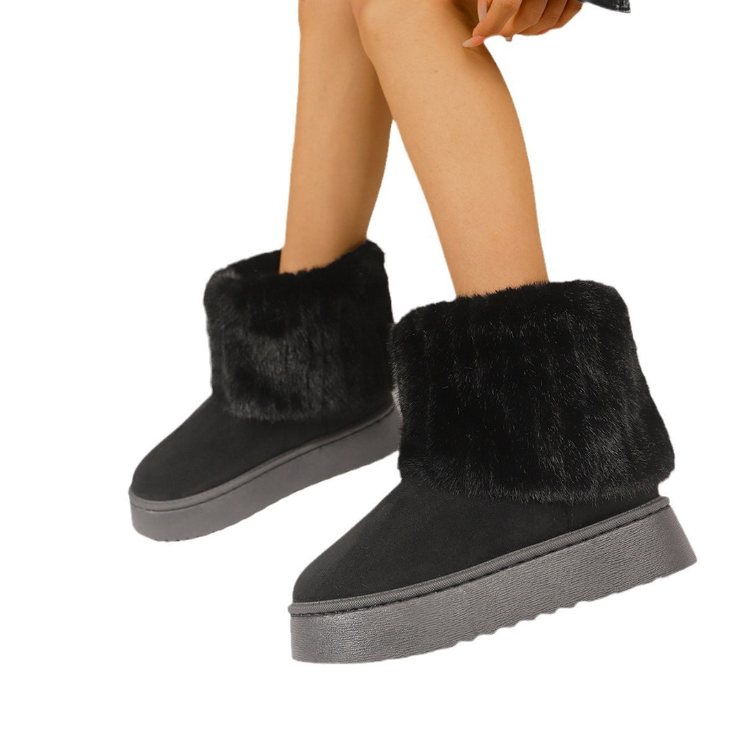 Women's Matte Leather Snow Boot – Cushioned Platform Sole