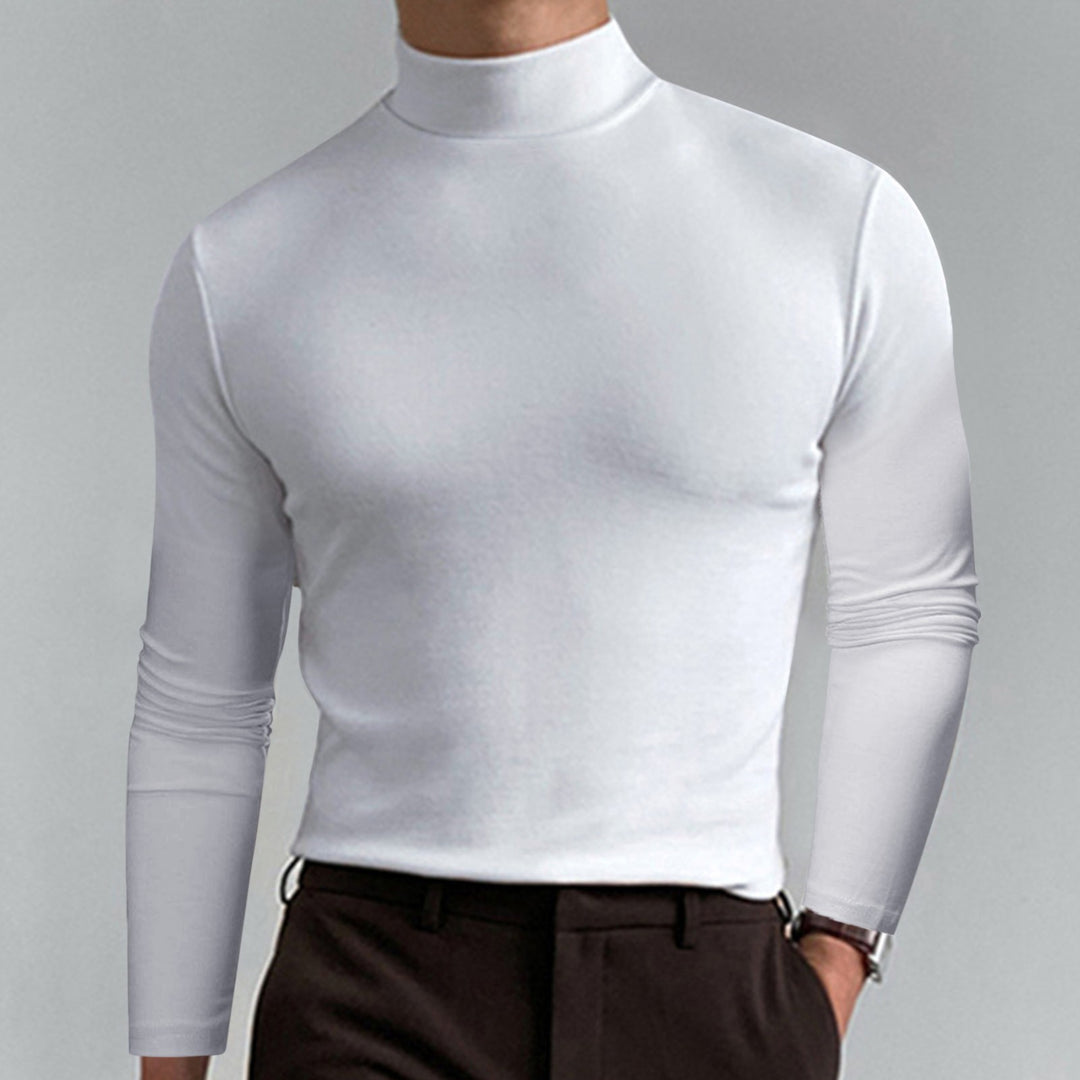 Men's High Neck T-Shirt – Soft Stretch Long Sleeve Mock Neck