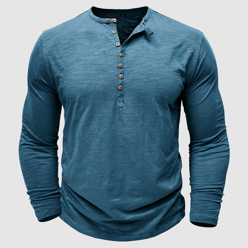 Men's Long Sleeve Cotton T-Shirt – Relaxed Pullover Fit