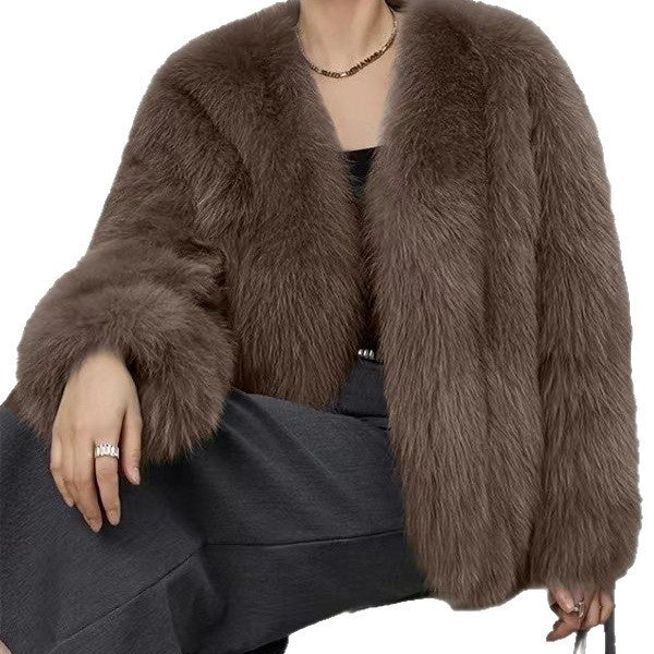 Women's Plush Fur Coat – Soft, Relaxed Short Jacket