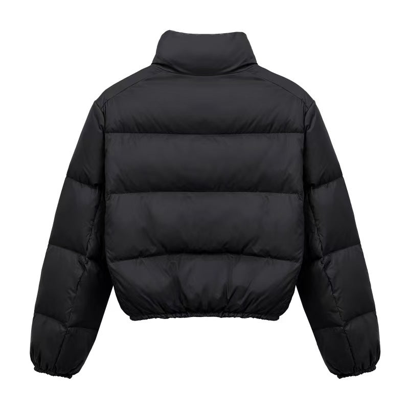 Women's Short Thermal Coat – Thickened Zip Front High Collar