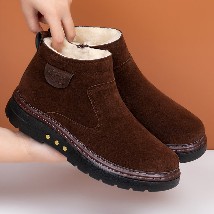 Men's Sheepskin Wool Boot – Low Heel Non-Slip Comfort Footwear