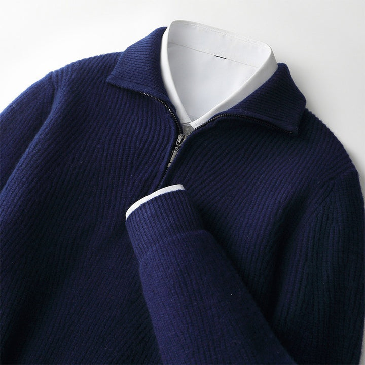 Men's Half-Zip Polo Collar Sweater – Relaxed Loose Fit