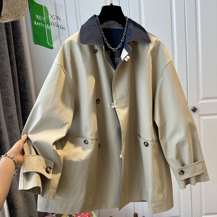 Women's Trench Coat – Contrast Collar Urban Silhouette