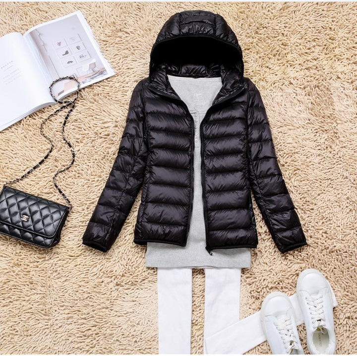 Women's Down Jacket – Lightweight Slim Fit Hooded Duck Down