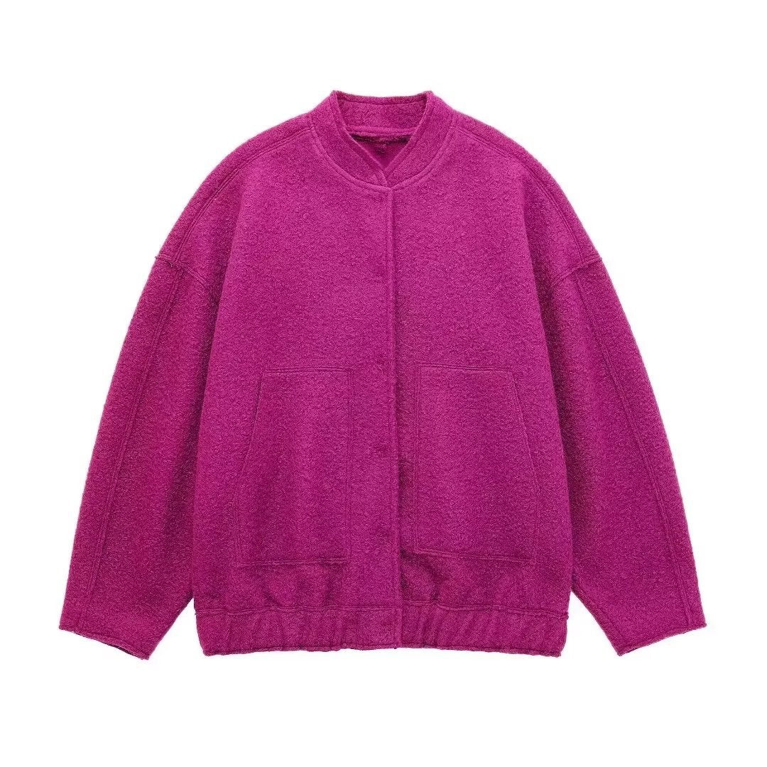 Women's Bomber Jacket Coat – Relaxed Fit with Utility Pockets
