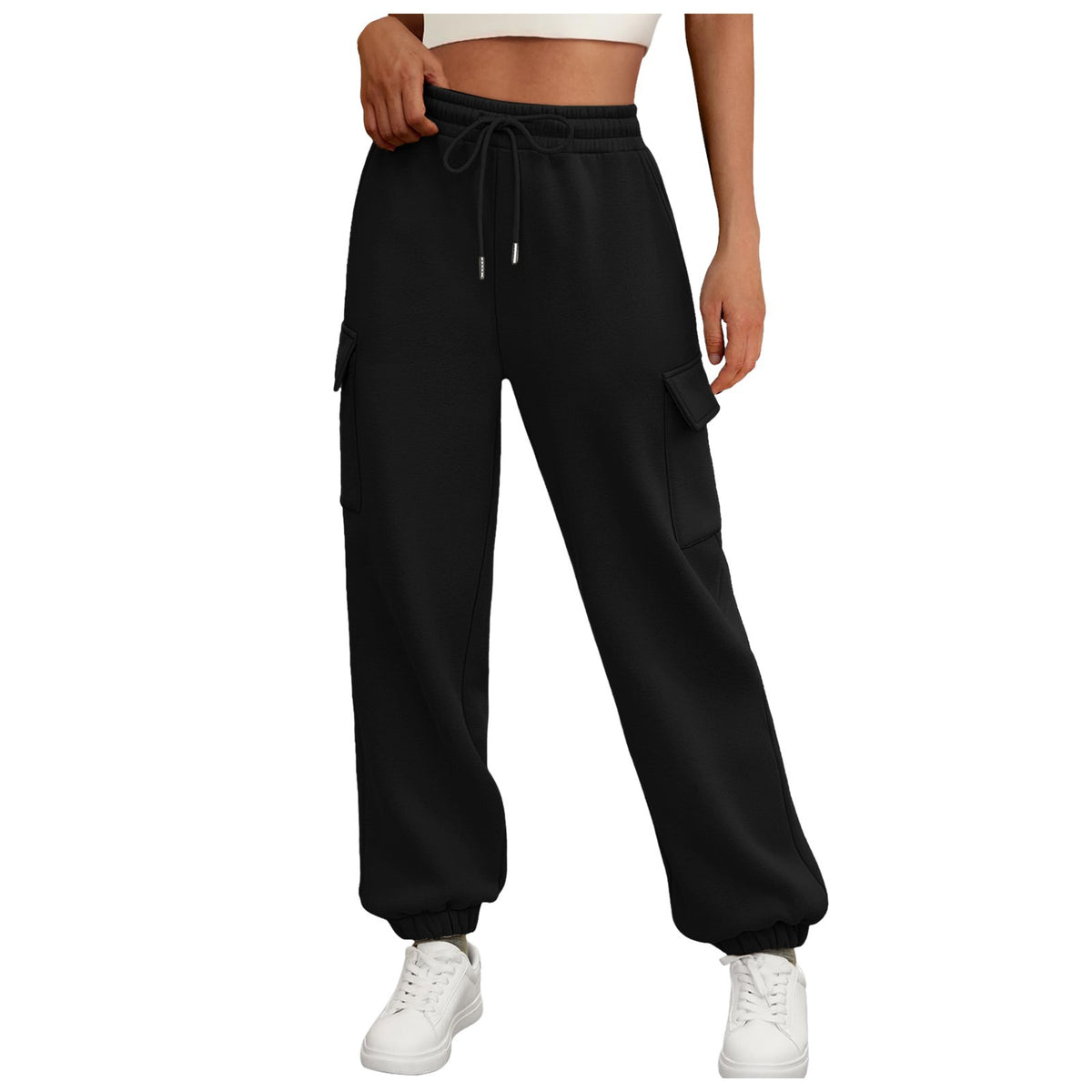 Women's Fleece Lined Jogger Cargo Trousers with Pockets