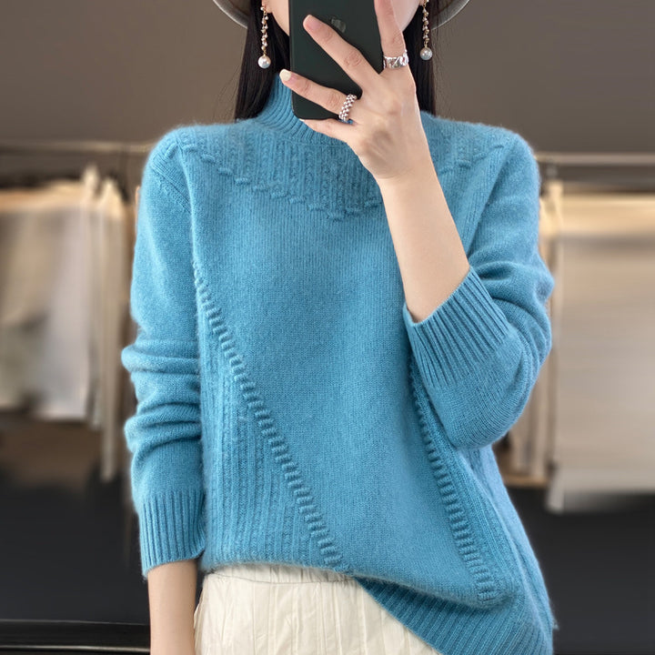Wool Women's Sweater – Classic Knit Relaxed Fit Pullover