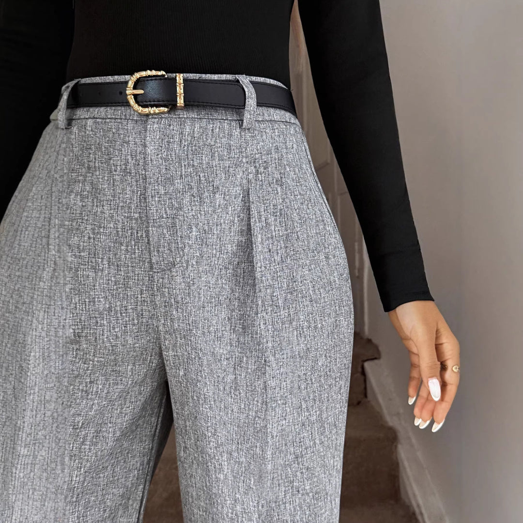 High Waist Cotton Straight-Leg Trouser – Elegant Bootcut Style