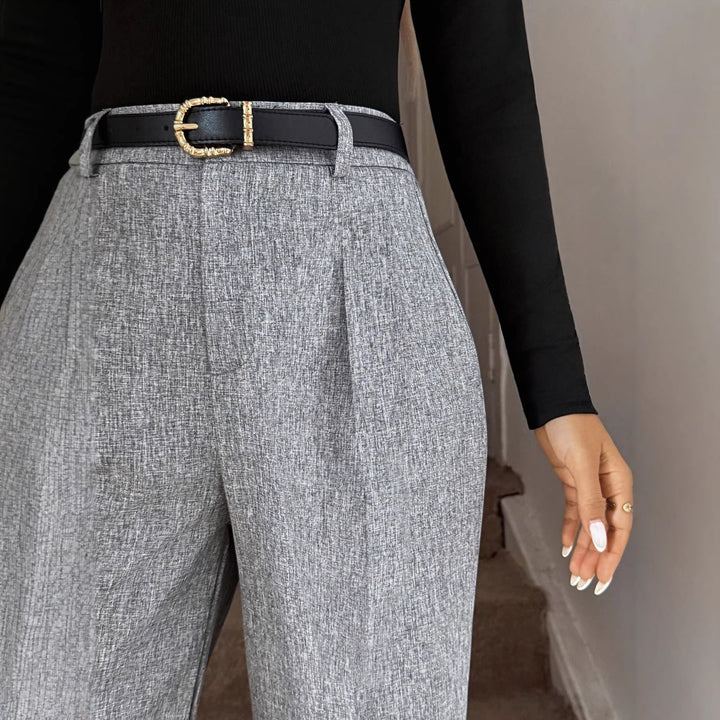 High Waist Cotton Straight-Leg Trouser – Elegant Bootcut Style