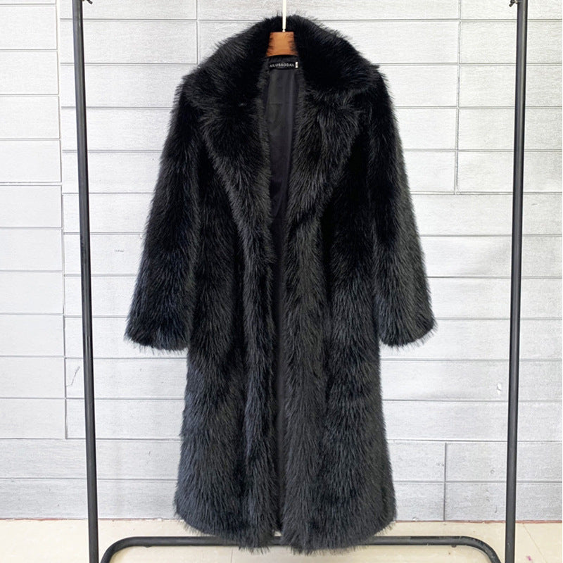 Women's Suit Collar Faux Fur Coat – Relaxed Urban Silhouette