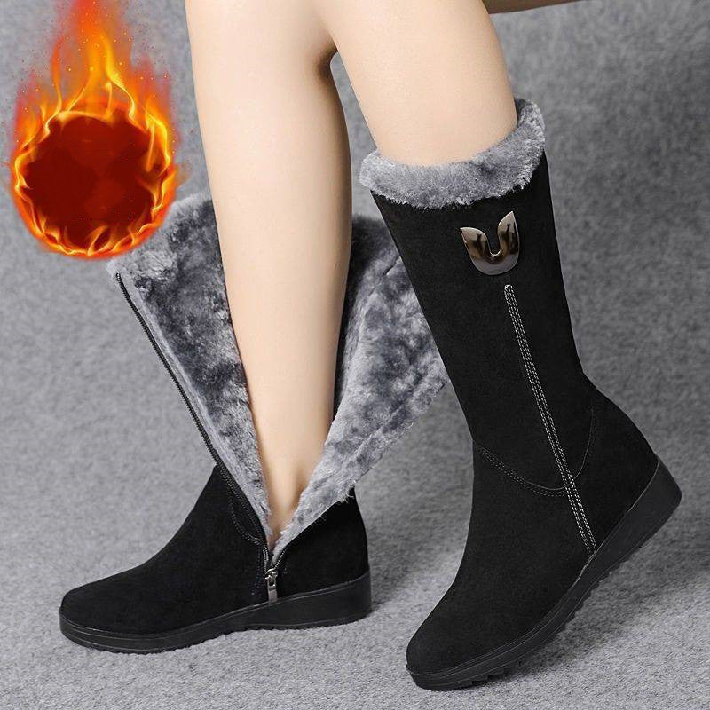 Women's Winter Boots – Mid-Tube, Warm Plush Lining, Non-Slip Sole