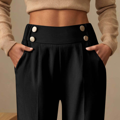 Women's Straight Fit High Waist Trouser – Relaxed Draping Silhouette
