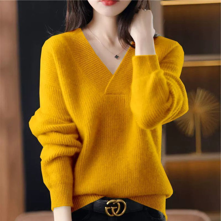 Women's Knit Sweater – Relaxed Fit with Modern Collar Detail