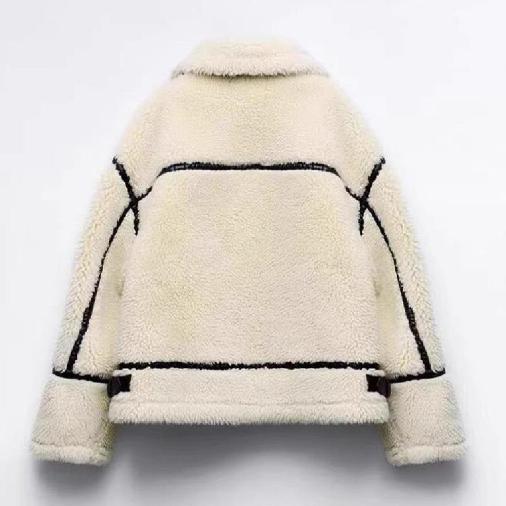 Women's Polar Fleece Coat – Casual Lapel Long Sleeve Outerwear