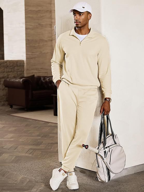 Men's Quarter-Zip Stand Collar Hoodie – Clean Minimal Silhouette