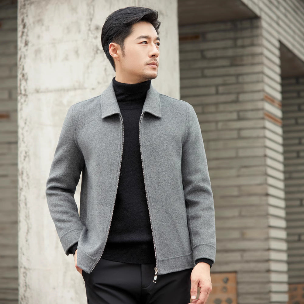 Men's Wool Jacket – Classic Short Lapel with Patch Pockets