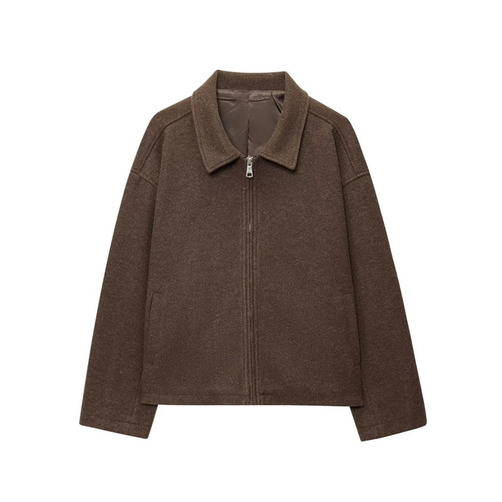 Women's Retro Collar Jacket – Relaxed Fit Wrinkle-Resistant Finish