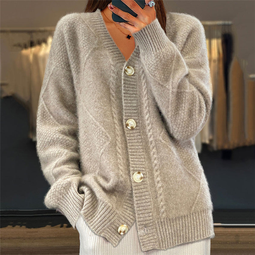 Women's Brocade Knit Sweater Coat – Relaxed Open-Front Design