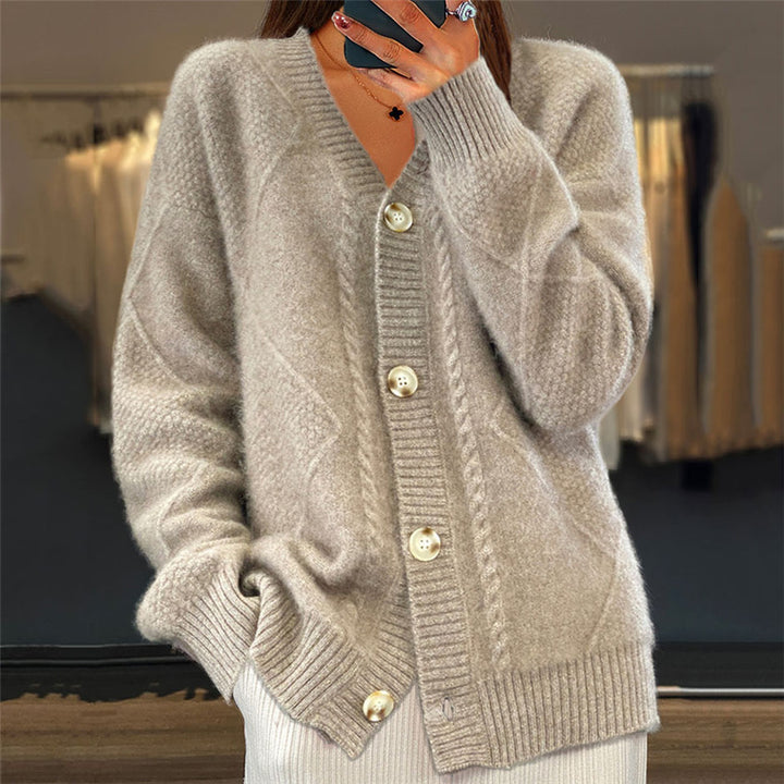 Women's Brocade Knit Sweater Coat – Relaxed Open-Front Design
