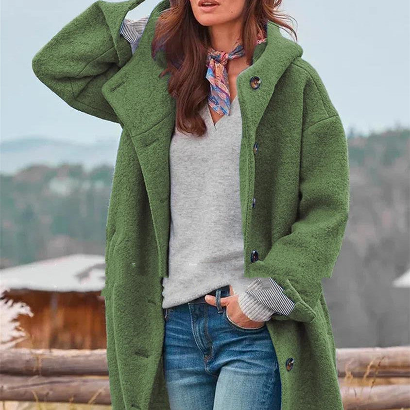 Women's Tweed Medium-Length Coat – Tailored Structured Outerwear