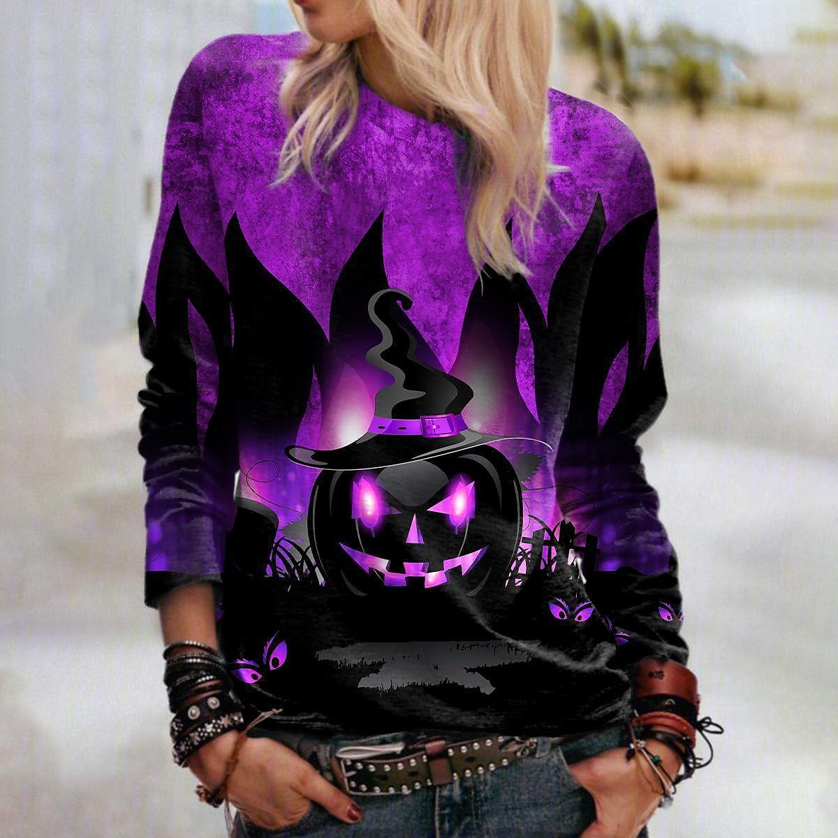 Women's Graphic Crew Neck Sweatshirt – Loose 3D Print Pullover