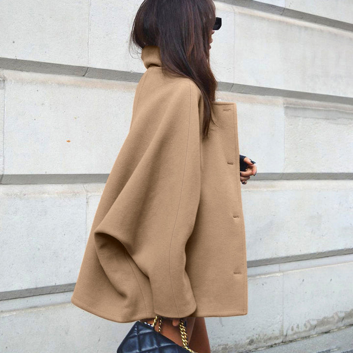 Women's Wool Blend Batwing Sleeve Coat – Modern Lapel Outerwear