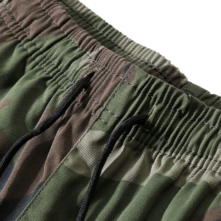 Men's Camo Cargo Pants – Cotton Ankle-Tied Drawstring Waist