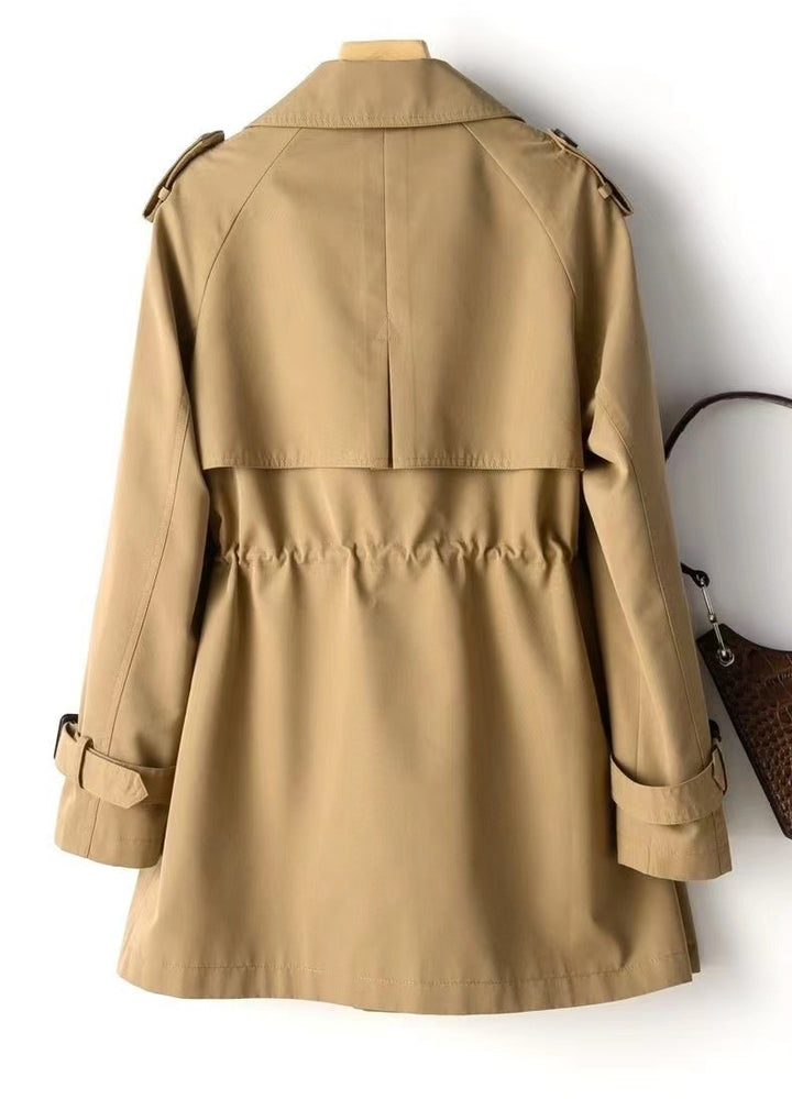 Women's Wrap Coat – Mid Length, Double Layer, Waist Tie