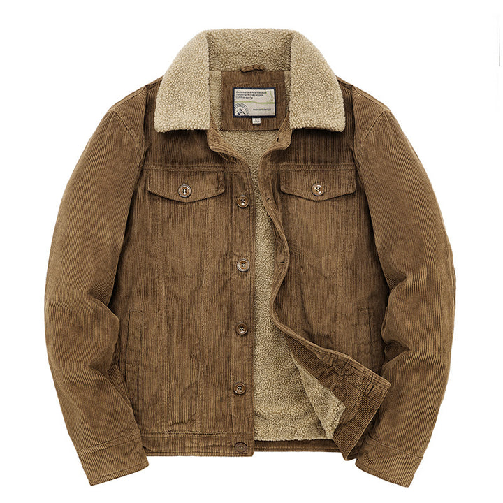 Men's Fleece-Lined Cotton Coat – Insulated Extra Thick Cardigan Coat