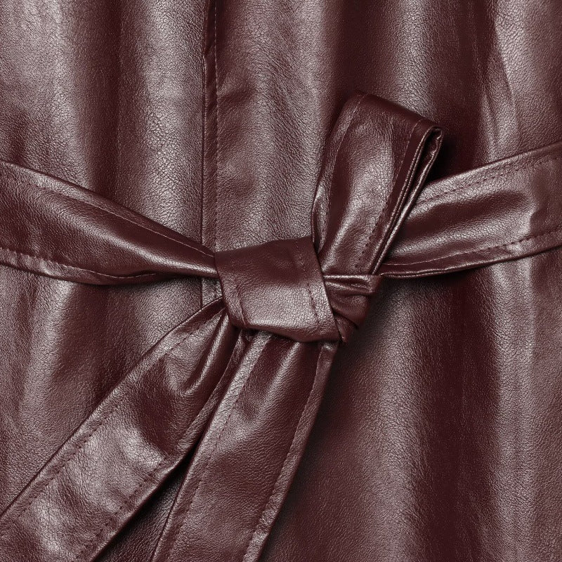Women's Vegan Leather Jacket – Belted Chic Zipper Detail