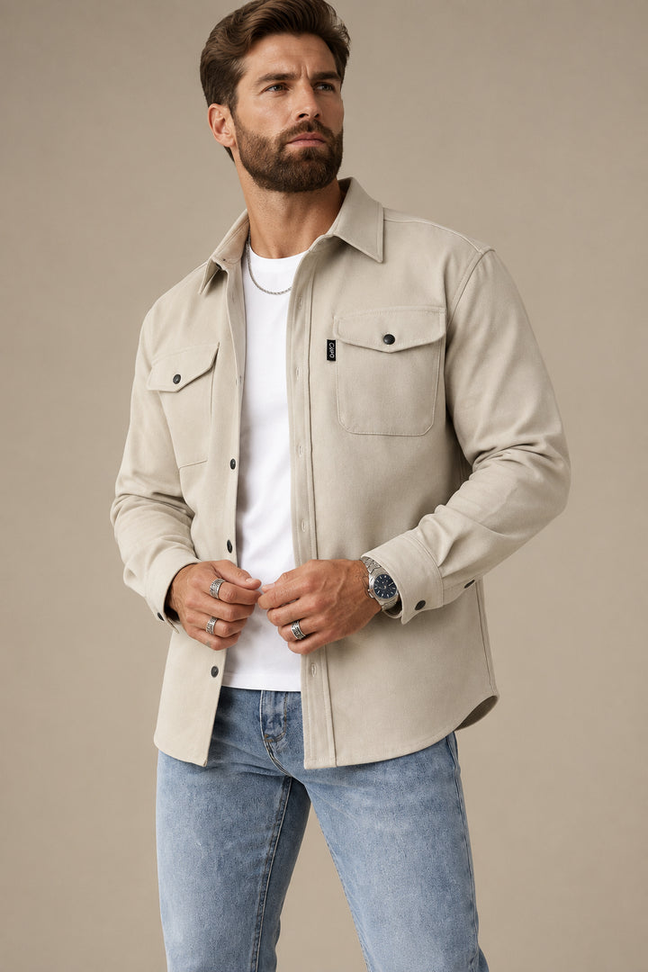 Men's Brushed Cotton Slim Fit Shirt – Thickened Casual Design